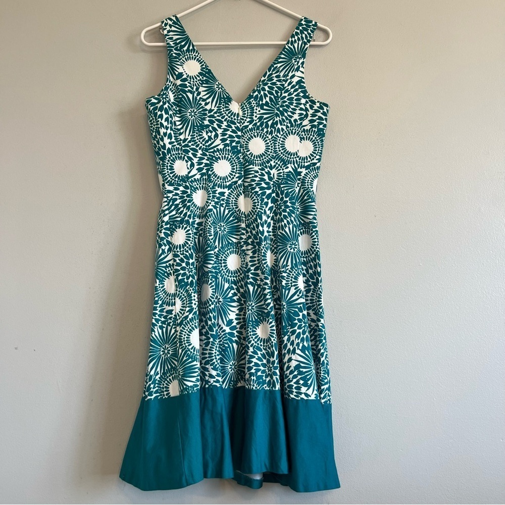 Jones Wear Dress Sleeveless V Neck A Line Midi Dress Blue Sz 4 Halter Dress - Picture 5 of 10